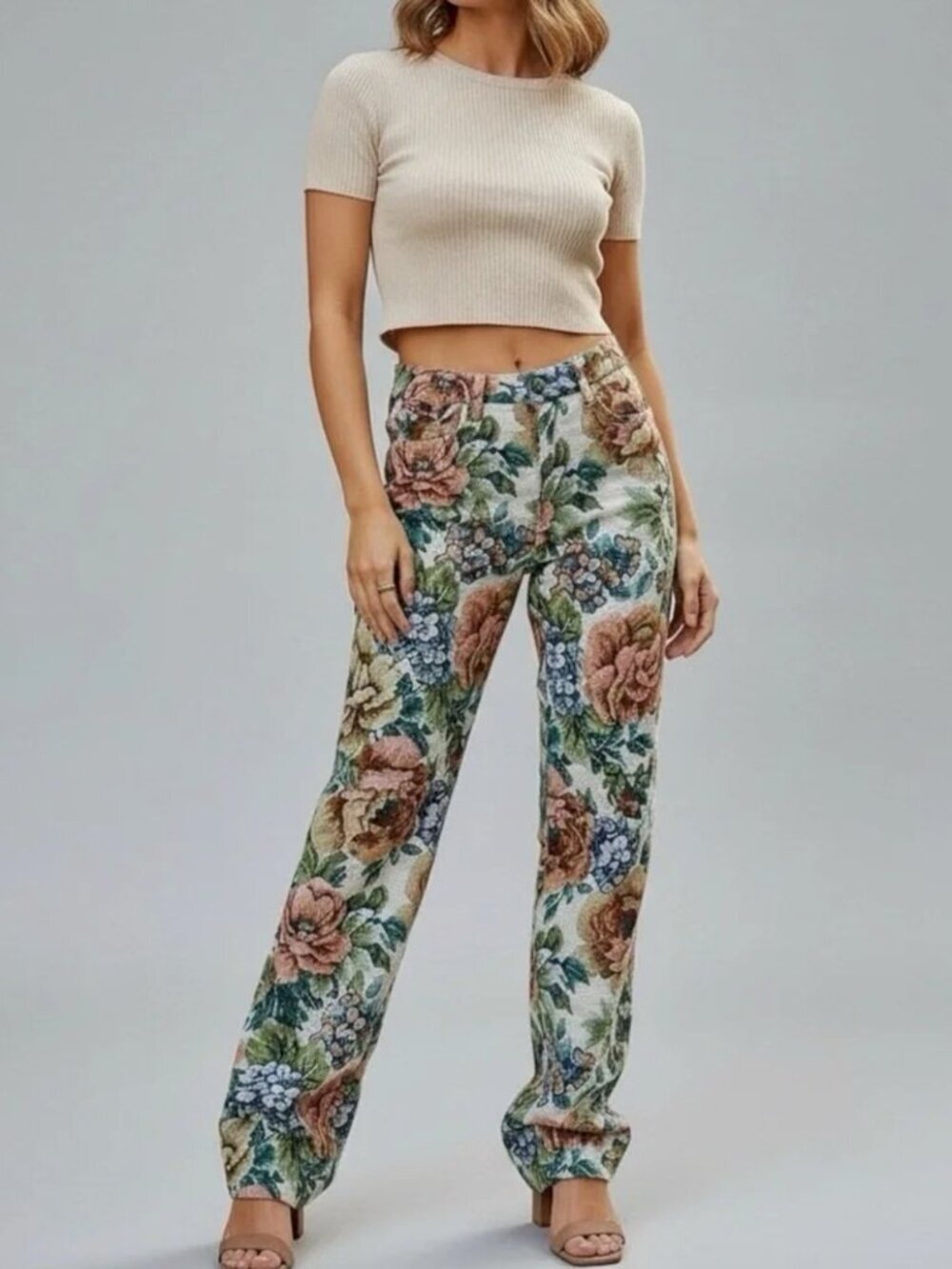 Jaded London Woven Vintage Floral Boyfriend Fit Jeans